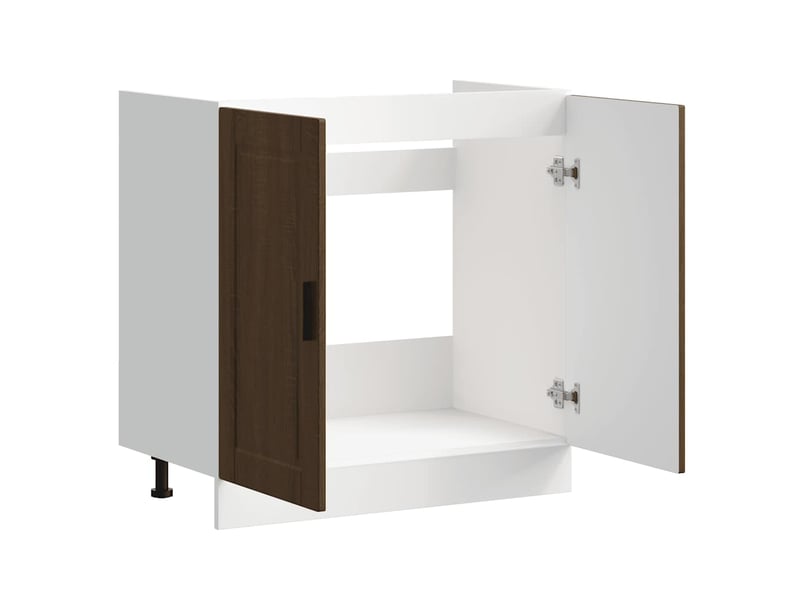  Meuble de cuisine, meuble bas pour évier chêne marron bois ingénierie  - Conforama E