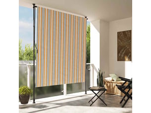 Store enrouleur, store roulant d'extérieur jaune et blanc 200x270 cm tissu acier cf47433