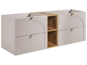 Meuble sous-vasque suspendu aura 140 cm avec étagère effet chêne craft cachemire mat k