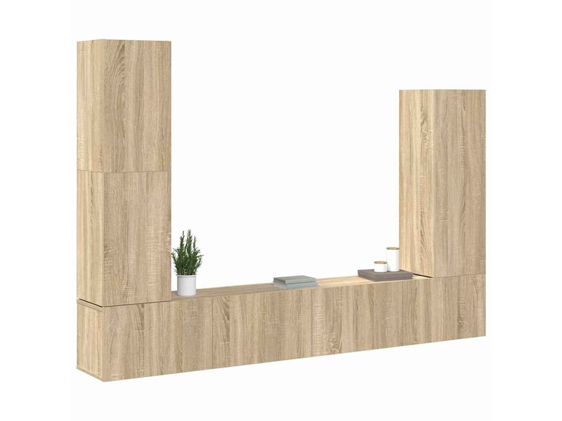  Ensemble de meubles tv 4 pcs chêne sonoma bois d'ingénierie shl40694  - Conforama C