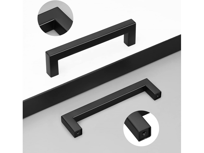  Paquet de 15 poignées pour armoire avec orifice central de 128 mm, poignées de tiroir en acier inoxydable noir, vis incluses  - Conforama C