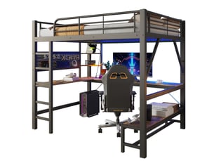 Lit mezzanine 160x200 cm <strong>MODENUIT </strong> <strong></strong> coloris noir
