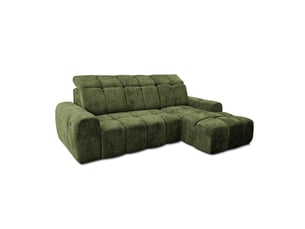 Canapé d'angle droit relax électrique TRADA KRABI-M-KIA862-R 3 places Tissu vert avec coffre de rangement