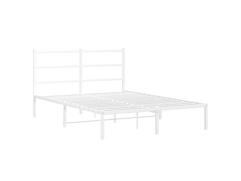 Lit double- lit adulte - cadre de lit métal sans matelas et tête de lit blanc 135x190 cm - Conforama B