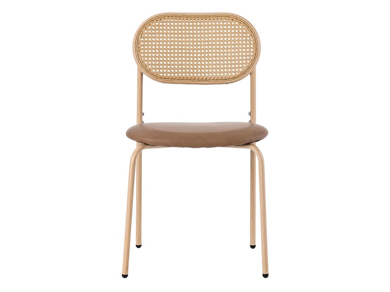  Lot de 4 chaises de salle à manger en pu et rotin marron PP308599AAB - Conforama A