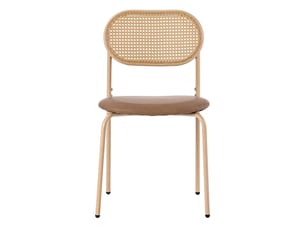 Lot de 4 chaises de salle à manger en pu et rotin marron