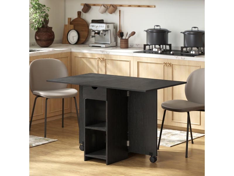 Table à manger pliante, table de cuisine extensible pour 2 à 4 personnes, 120 x 72 x 75 cm, 2 abattants, noir - Conforama A