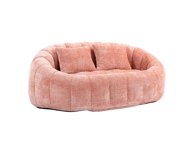  Canapé 2 places 150x95x63 cm sans structure en bois chenille rose  - Conforama A