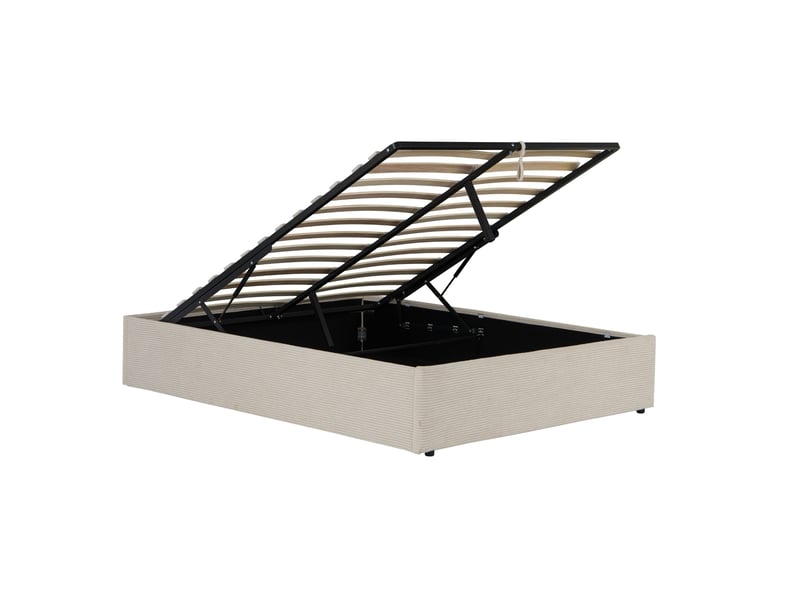  Lit coffre 160x200 velours côtelé écru terre de nuit  - Conforama E