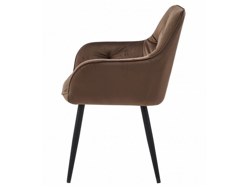 Family chaise jork - velours brunpiétement noir x 1  - Conforama D
