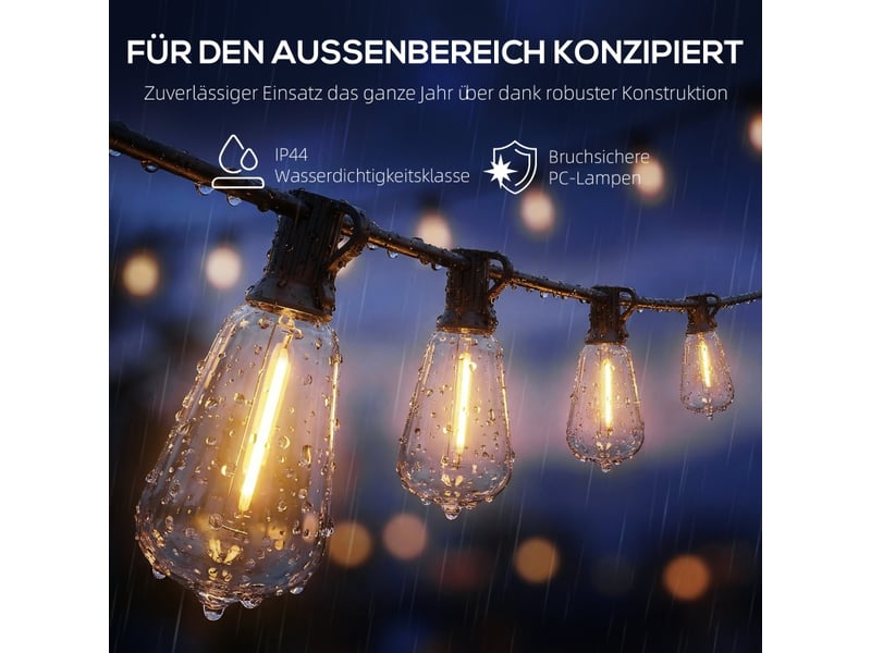  Guirlande lumineuse led,meulva,18 m,50 ampoules raccordable ip44,plastique,noir  - Conforama D