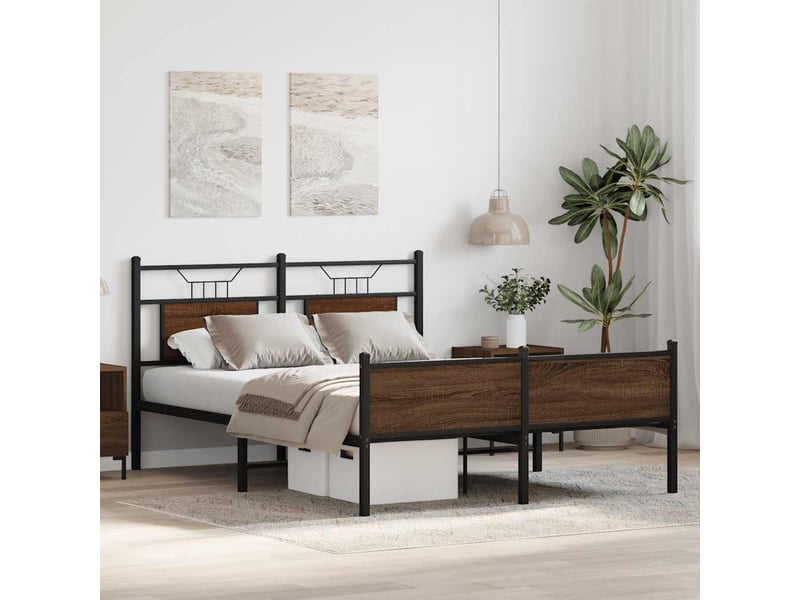  Lit double- lit adulte -  cadre de lit sans matelas chêne marron 150x200 cm  - Conforama D
