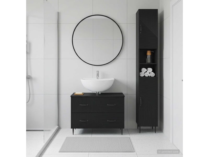  Ensemble de 2 meubles de salle de bain haarlem noir cf63168  - Conforama B