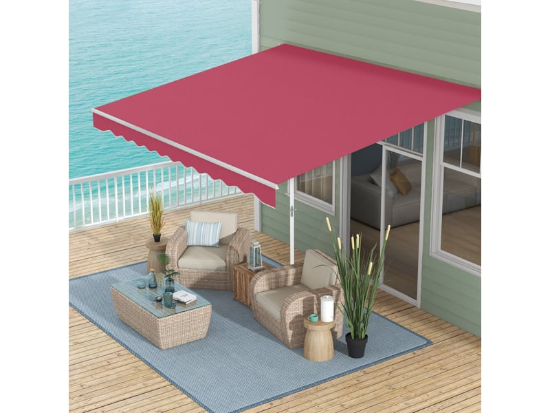 Store banne à manivelle, aluminium et polyester, 295 x 245 cm, rouge foncé  - Conforama D