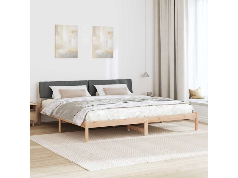  Lit double- lit adulte -  cadre de lit avec tête de lit marron et gris foncé 200 x 200 cm  - Conforama C