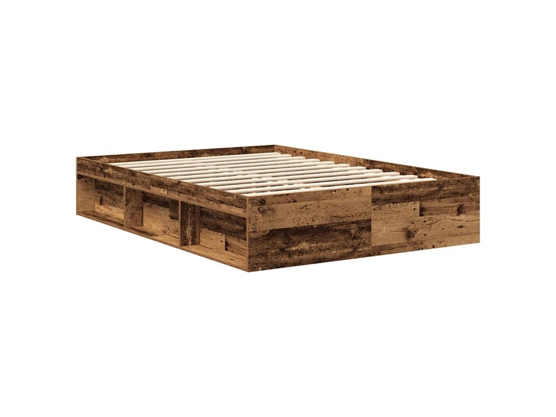  Lit double- lit adulte -  cadre de lit sans matelas vieux bois 120x190 cm bois ingénierie  - Conforama C