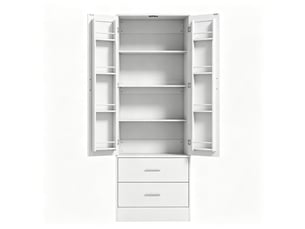 Buffet de cuisine haut avec 2 portes, 2 tiroirs, 8 rangements à épices
