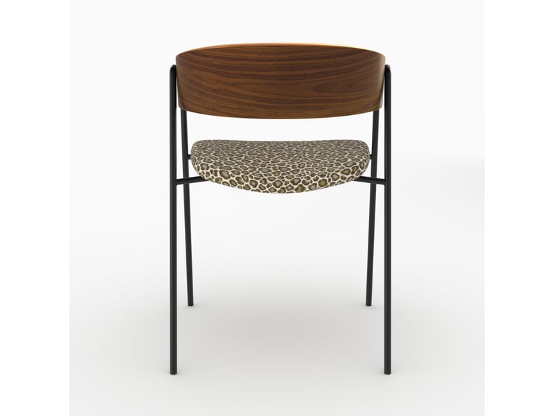 Lot de 2 chaises en tissu léopard vert kaki et bois de noyer-esmée Esmée - Conforama E