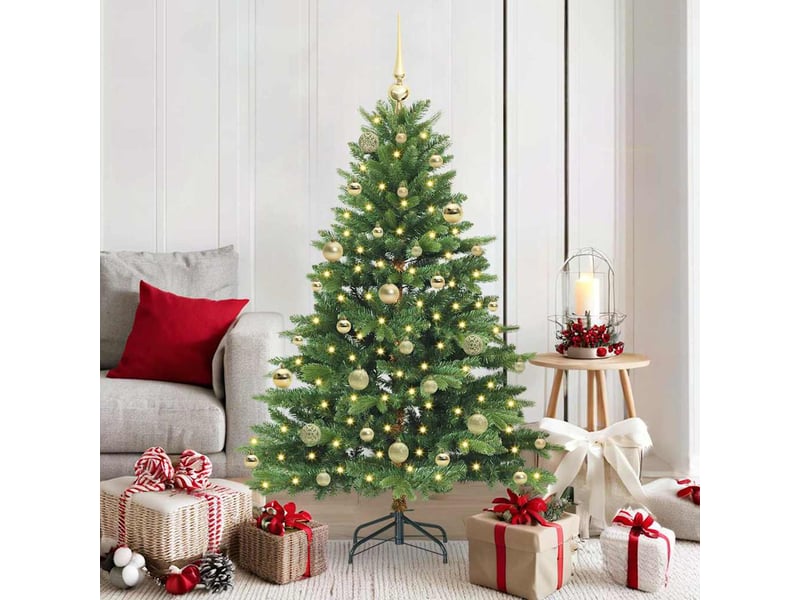  Sapin de noël artificiel, arbre de noël avec 150 led vert 150 cm pe et pvc shl9811  - Conforama B