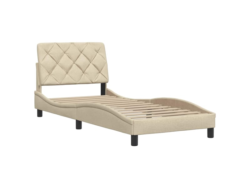  Lit simple- lit adulte -  cadre de lit sans matelas crème 80x200 cm tissu  - Conforama C