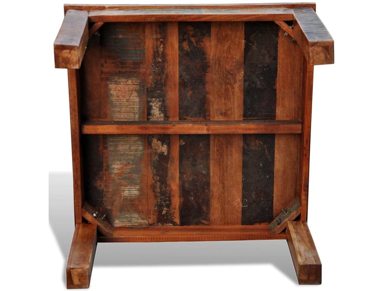  Table basse - table de salon - table à thé carrée bois de récupération  - Conforama E
