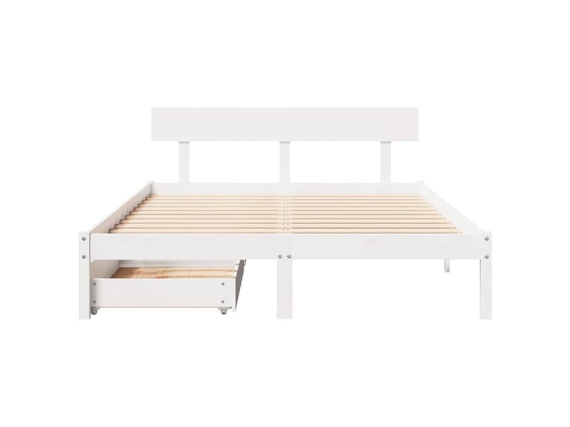  Lit double- lit adulte -  cadre de lit sans matelas blanc 140x190 cm bois de pin massif  - Conforama C