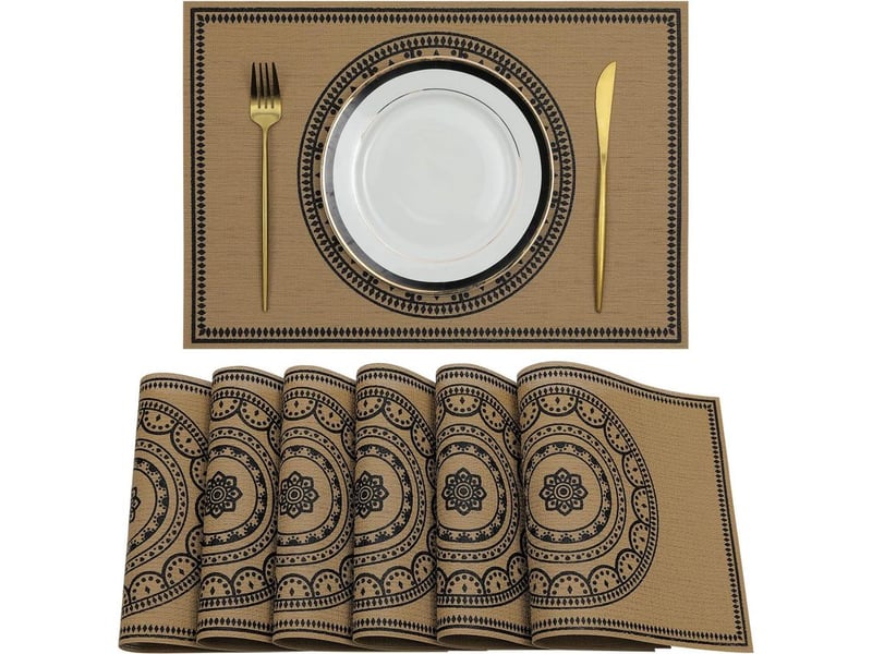  Lot de 6 sets de table en pvc 30x44cm set de table rectangulaire lavable résiste à la chaleur napperon de table facile à nettoyer pour table à manger cuisine restaurant  - Conforama A