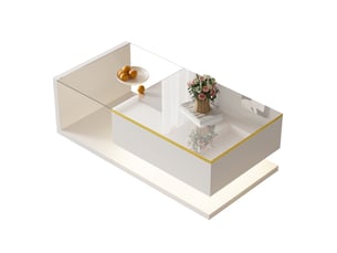 Table basse avec compartiment de rangement et niches ouvertes, led 16 couleurs, pour salon, 100 × 50 × 32,5 cm