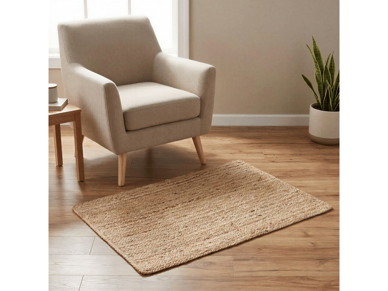  Tapis rectangulaire en jute tissé, idéal pour la cuisine, la chambre et le salon, décoration intérieure de style bohème, 70 x 45 cm  - Conforama C