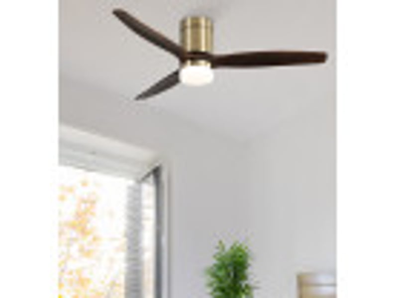  Ventilateur de plafond fabrilamp aguilón dc cuirchêne 3 pales 132 cm 6 vitesses led 20 w télécommande 128291364 - Conforama B