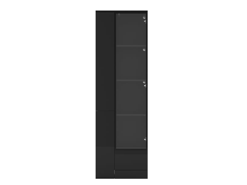  Vitrine led avec porte vitrée et tiroir 50x35x160 cm noire brillante  - Conforama E