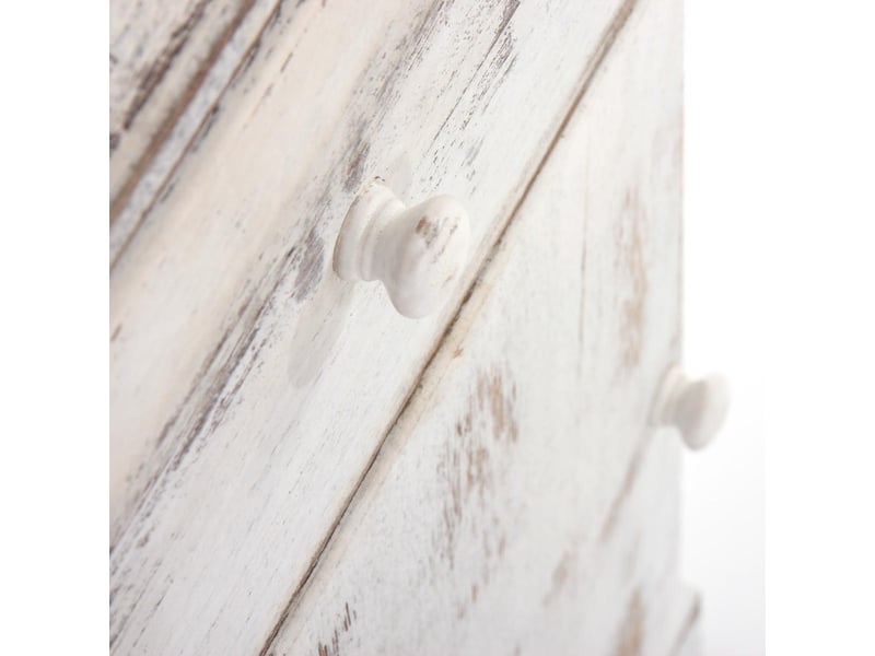  Commode, table d'appoint, chevet, table haute, 35x29x63cm, shabby, vintage - blanc  - Conforama D