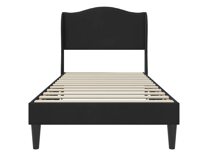 Lit simple- lit adulte -  cadre de lit avec tête de lit noir 80 x 200 cm velours  - Conforama C
