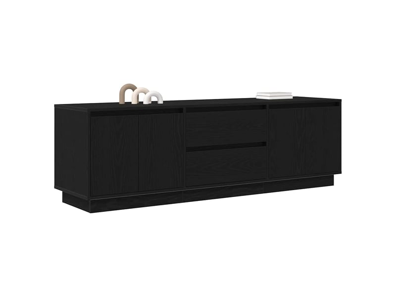 Meuble tv - banc tv - meuble de rangement avec lumières led chêne noir 160,5x41x50 cm - Conforama E