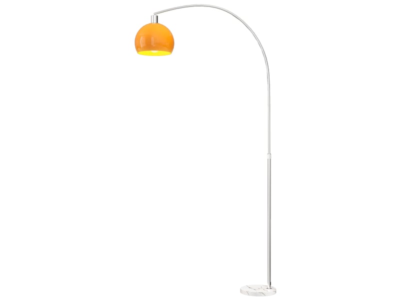  Lampada da terra ad arco con interruttore a pedale, in marmo, metallo e plastica, bianco e arancione, 26x90x180 cm  - Conforama E