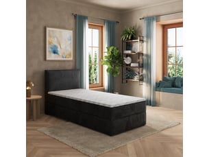 Lit avec rangement 100x200 cm <strong>MASSENO</strong> <strong></strong> coloris noir