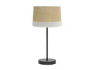 Fabrilamp tietar lampe à poser noire, écrue et blanche en toile de jute et lin, 1 x e14, 44 cm