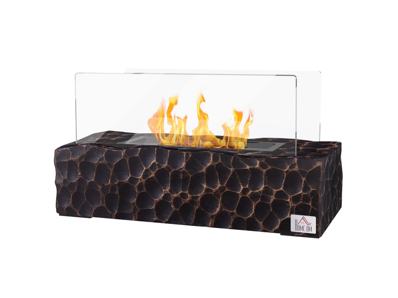  Cheminée de table au bioéthanol noire avec verre trempé, brûleur 150 ml, 33 x 16 x 18 cm  - Conforama B