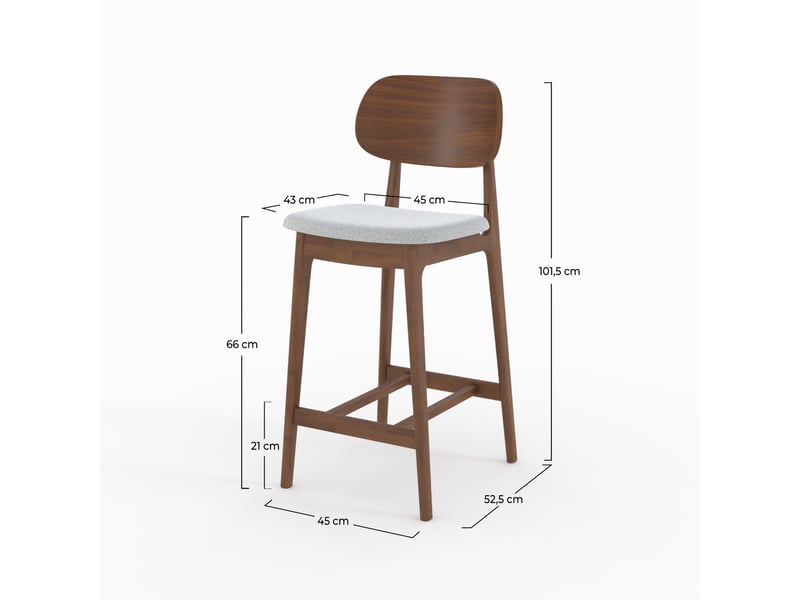 Lot de 2 chaises pour îlot central 66 cm en bois et tissu gris - charlize Charlize - Conforama D