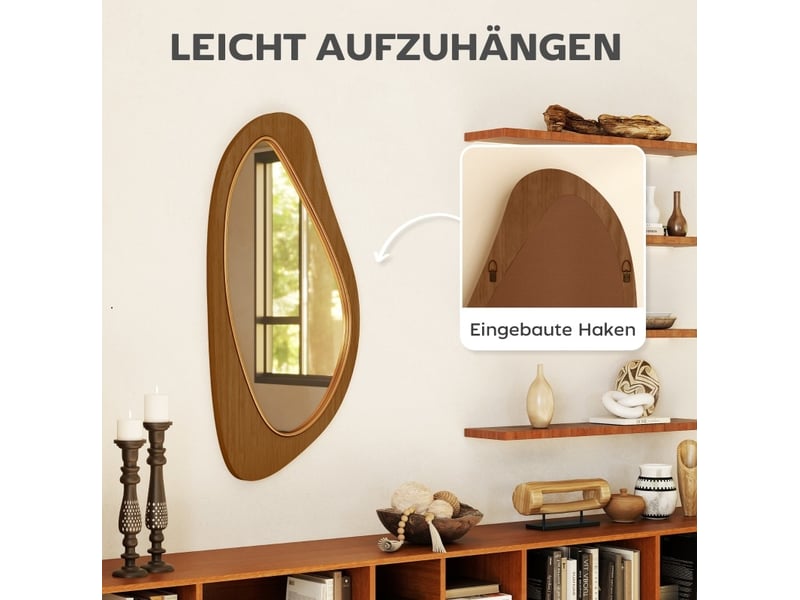  Miroir mural décoratif 91,5 x 45 x 3 cm – naturel – forme organique avec crochets métalliques  - Conforama D