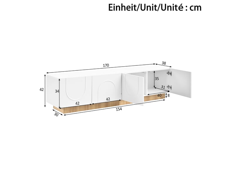 Meuble tv blanc 170 cm mdf - Conforama C