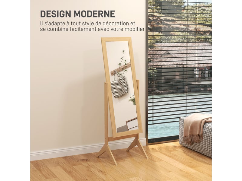  Miroir sur pied inclinable en mdf coloris chêne 47x46x148 cm  - Conforama E