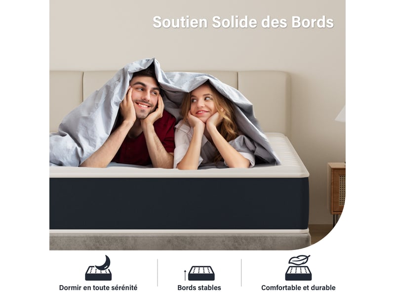  Ensemble matelas en mousse 140x190 cm + sommier tapissier volige, 9 pieds inclus,ensemble matelas et sommier  - Conforama C