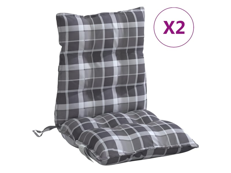  Lot de 2 coussins d'extérieur, coussins de chaise motif à carreaux grises cf56394  - Conforama A