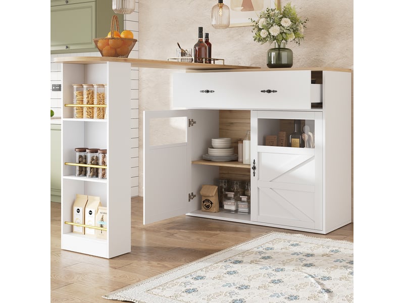  Bar blanc - 204cm table de bar blanc - Conforama B