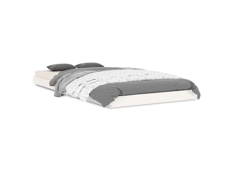  Lit simple- lit adulte -  cadre de lit sans matelas blanc 90x190 cm bois de pin massif  - Conforama A