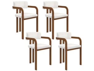 Lot de 4 chaises de salle à manger, fauteuils de table esma en métal effet noyer et tissu bouclette avec accoudoirs