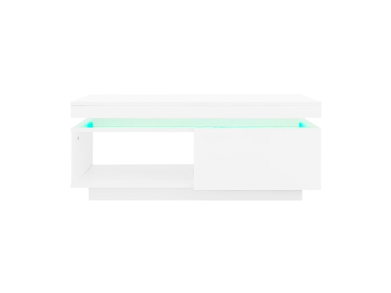  Table basse moderne laquée brillante avec éclairage led, 100 x 50 x 40,3 cm – table élégante avec tiroir et capacité de charge de 50 kg  - Conforama E