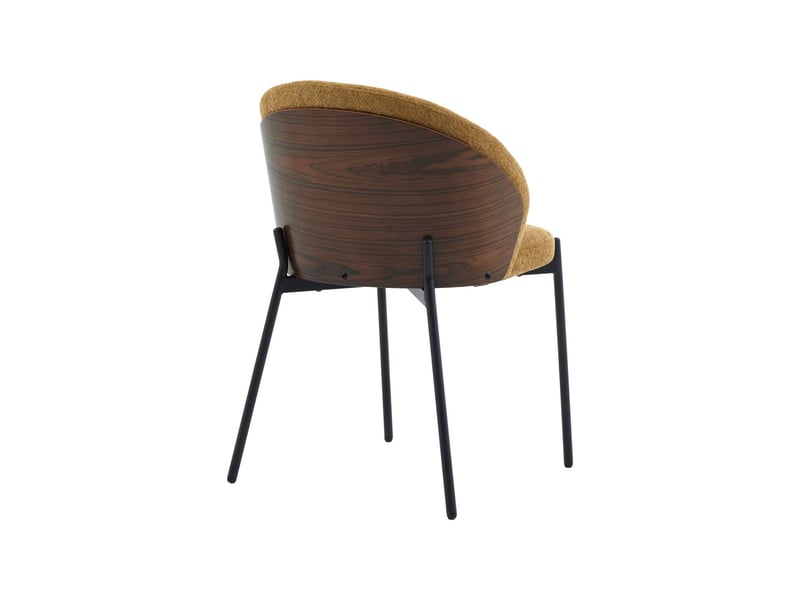  Lot de 2 chaises bois de peuplier teinté noyer. Acier noir et tissu texturé moutarde - paul  - Conforama E