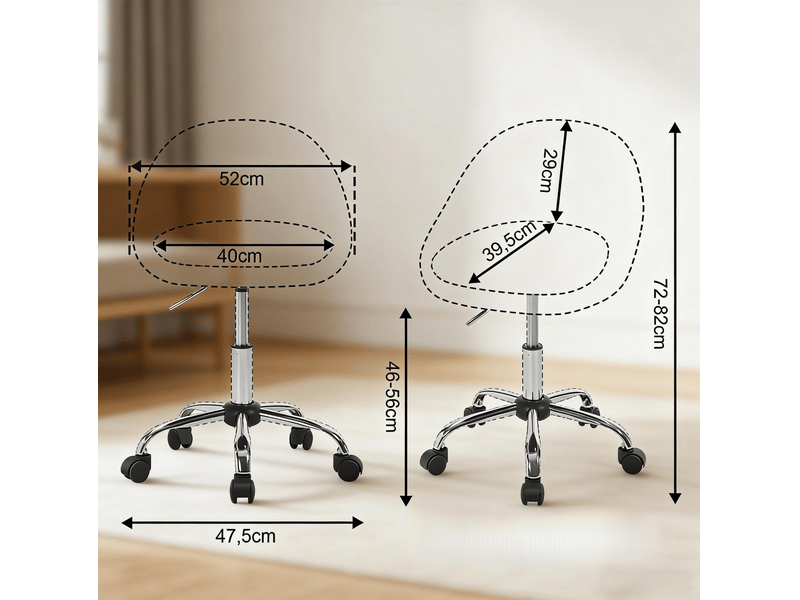 Chaise de bureau pivotante et réglable avec dossier ergonomique, roulettes et assise rembourrée en velours beige - Conforama E